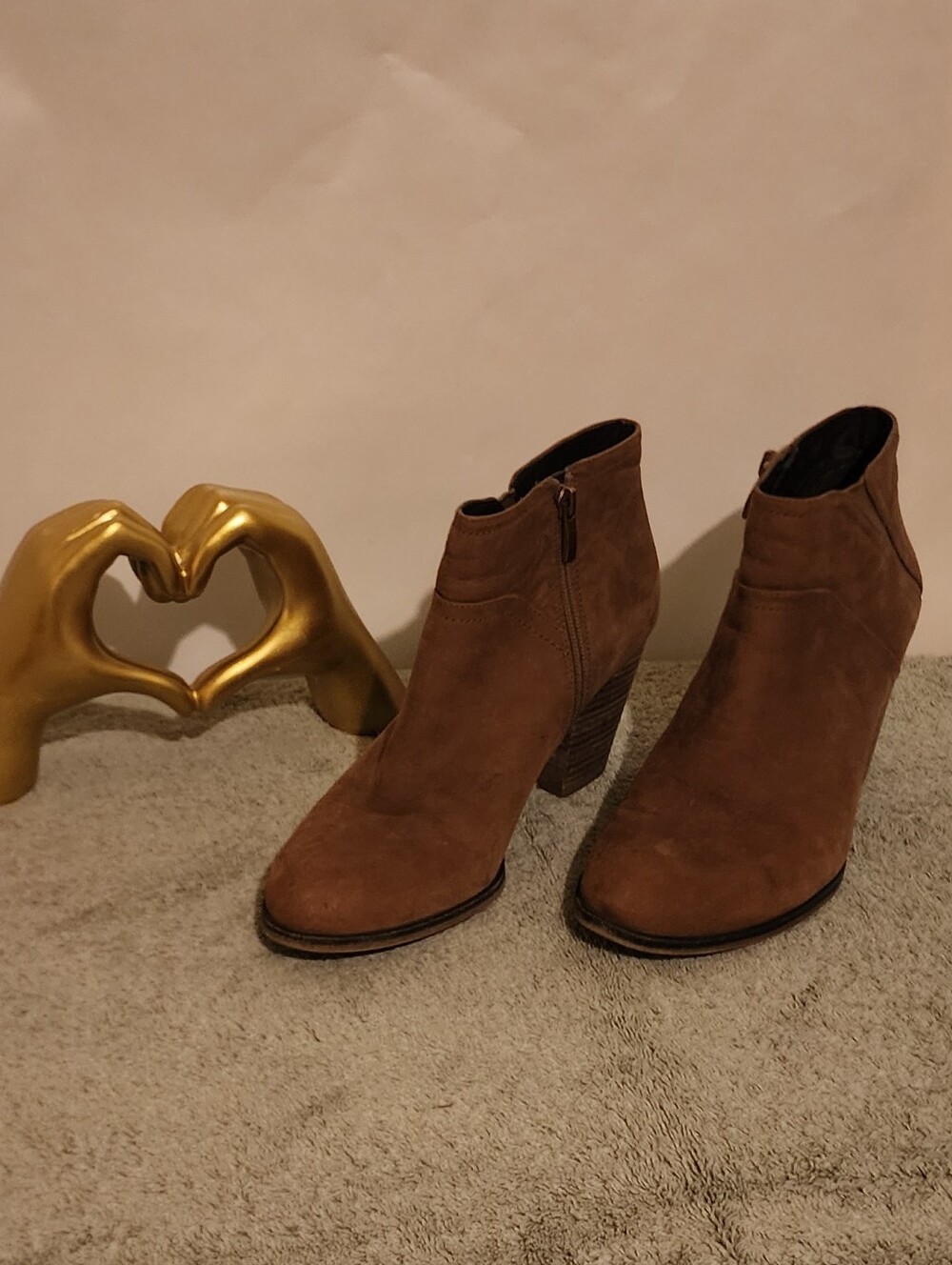 Franco Sarto Women’s Brown Suede Ankle Boots - Side Zip Heel